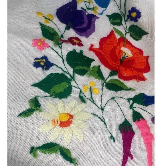 Handmade Embroidered Shirt Dress Multicolor Cotton Short Sleeve Midi sze Medium - Picture 10 of 16